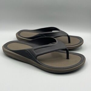 CROCS Athens Brown Tan Flip Flop Thong Summer Sandals - Men's Size 8 USED